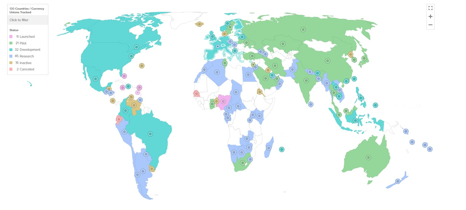 <i>ข้อมูลพัฒนาการของ CBDC ทั่วโลก<br>รูปภาพ:&nbsp;Atlantic Council</i>