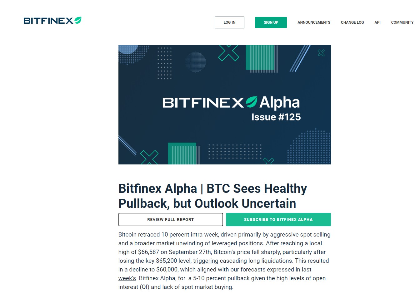 รายงานจากนักวิเคราะห์ของ Bitfinex