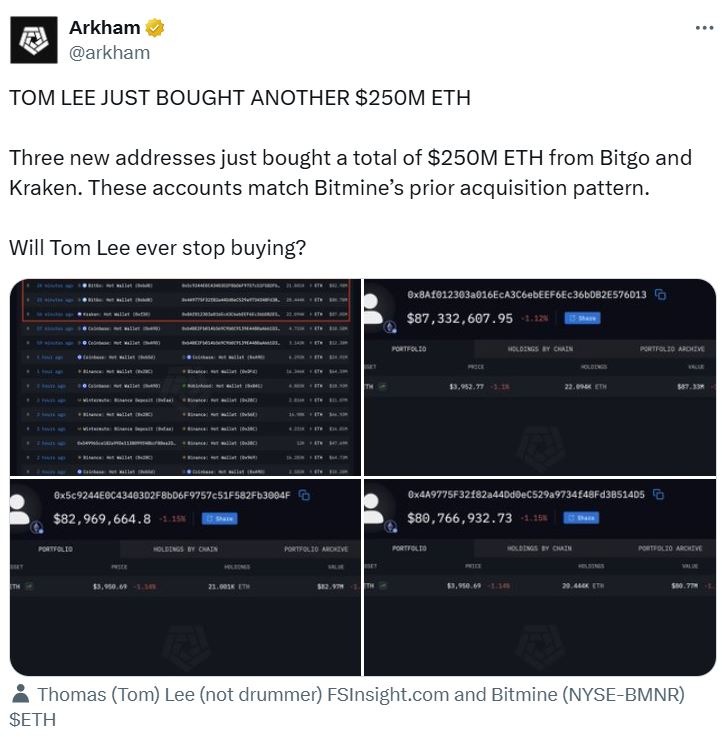 Arkham พบการเข้าซื้อจาก Bitmine ( ที่มา :&nbsp;Arkham )