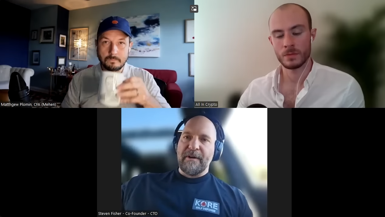 <i>&nbsp;Steven Fisher และ Matthew Plomin ในรายการ&nbsp;AllinCrypto<br>รูปภาพ: YouTube/AllinCrypto</i>