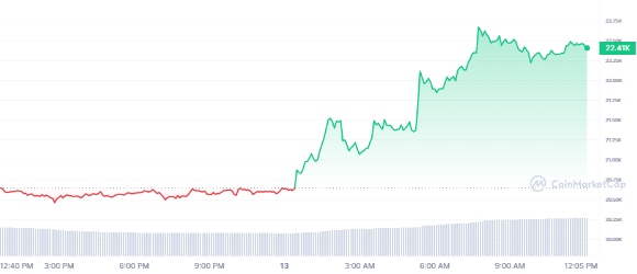 <i>ราคาบิทคอยน์แตะระดับ 22, 419 ดอลล์<br>รูปภาพ: CoinMarketCap</i>