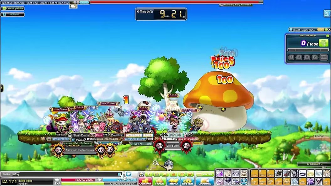 <i>เกม MapleStory ที่โด่งดังในยุค 20<br>รูปภาพ:&nbsp;MapleStory gameplay</i>