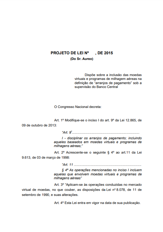 <i>หน้าแรกของร่างกฎหมาย<br>รูปภาพ:&nbsp;PROJETO DE LEI Nº , DE 2015</i>