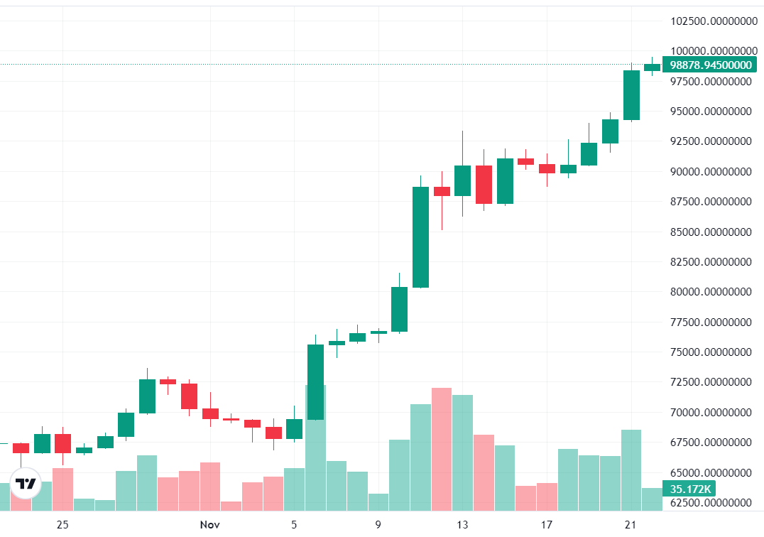 กราฟ BTC/USD ระยะเวลา 1 เดือน ( ที่มา : Cointelegraph )