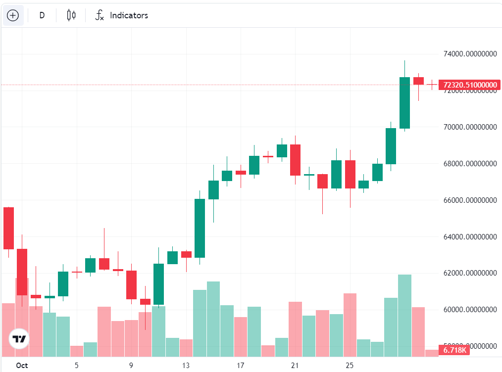 กราฟ BTC/USD รายเดือน ( ที่มา : Cointelegraph )