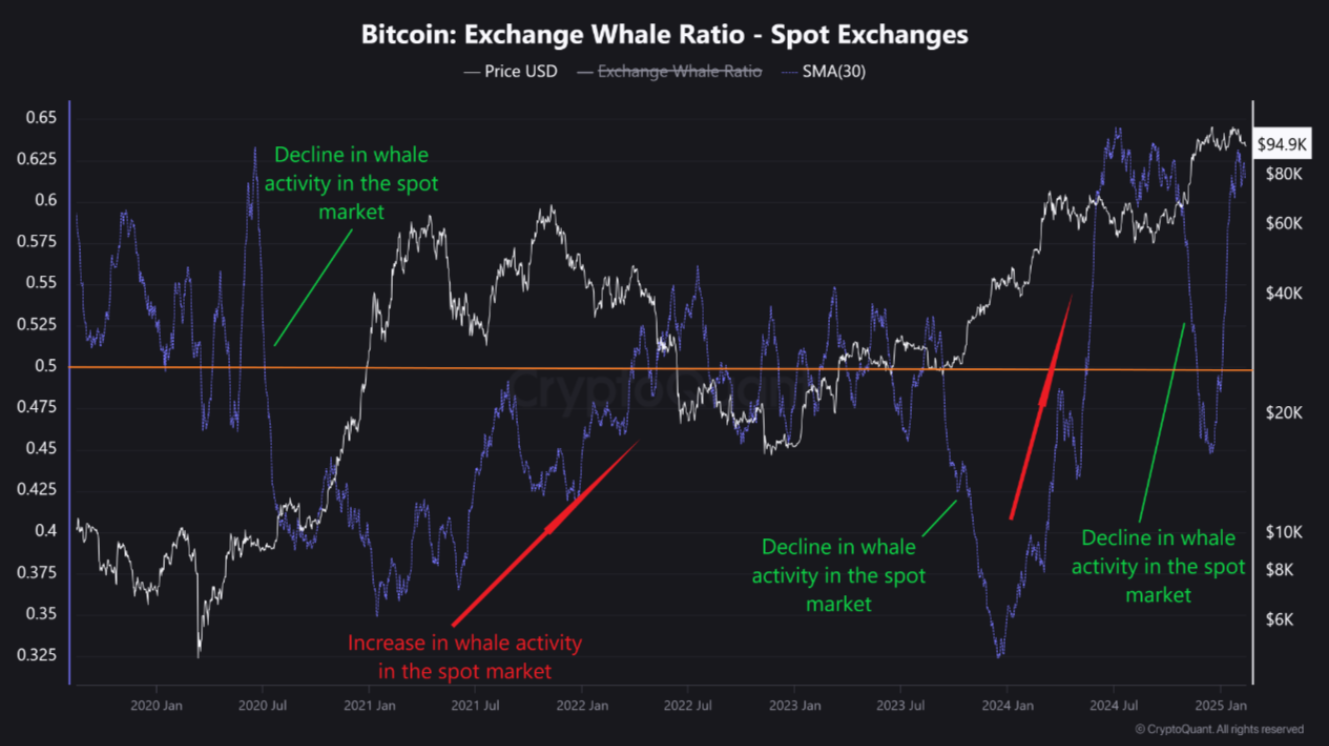 Bitcoin Exchange Whale Ratio ( ที่มา :&nbsp;CryptoQuant )