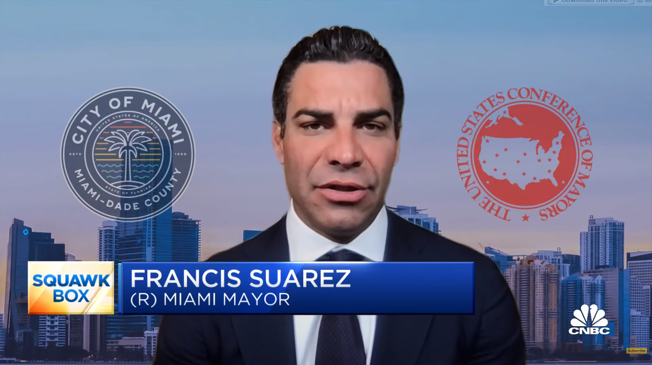 <i>Francisco Suarez&nbsp;นายกเทศมนตรีเมืองไมอามี ขณะให้สัมภาษณ์กับ CNBC<br>รูปภาพ: CNBC</i>